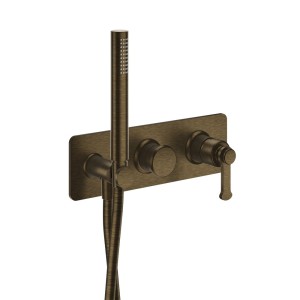 Façade douche/bain douche mitigeur 2 sorties Vieux Bronze Mat - CRISTINA ONDYNA FA60293 