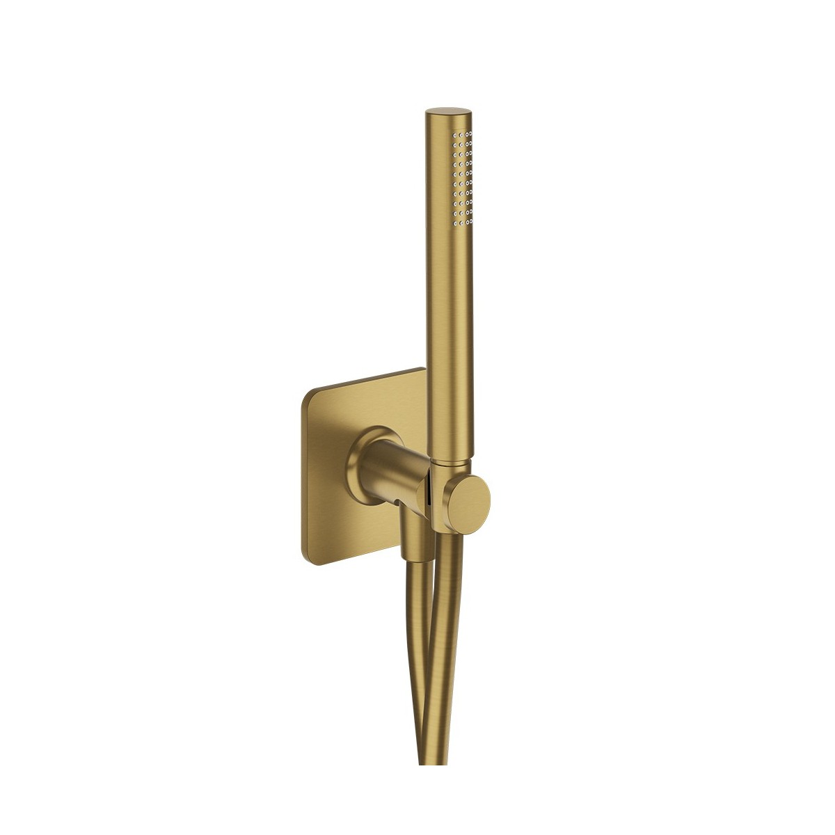 Ensemble applique prise d'eau douchette flexible ronde Or Brossé - CRISTINA ONDYNA FA47596P 