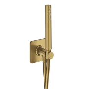 Ensemble applique prise d'eau douchette flexible ronde Or Brossé - CRISTINA ONDYNA FA47596P 