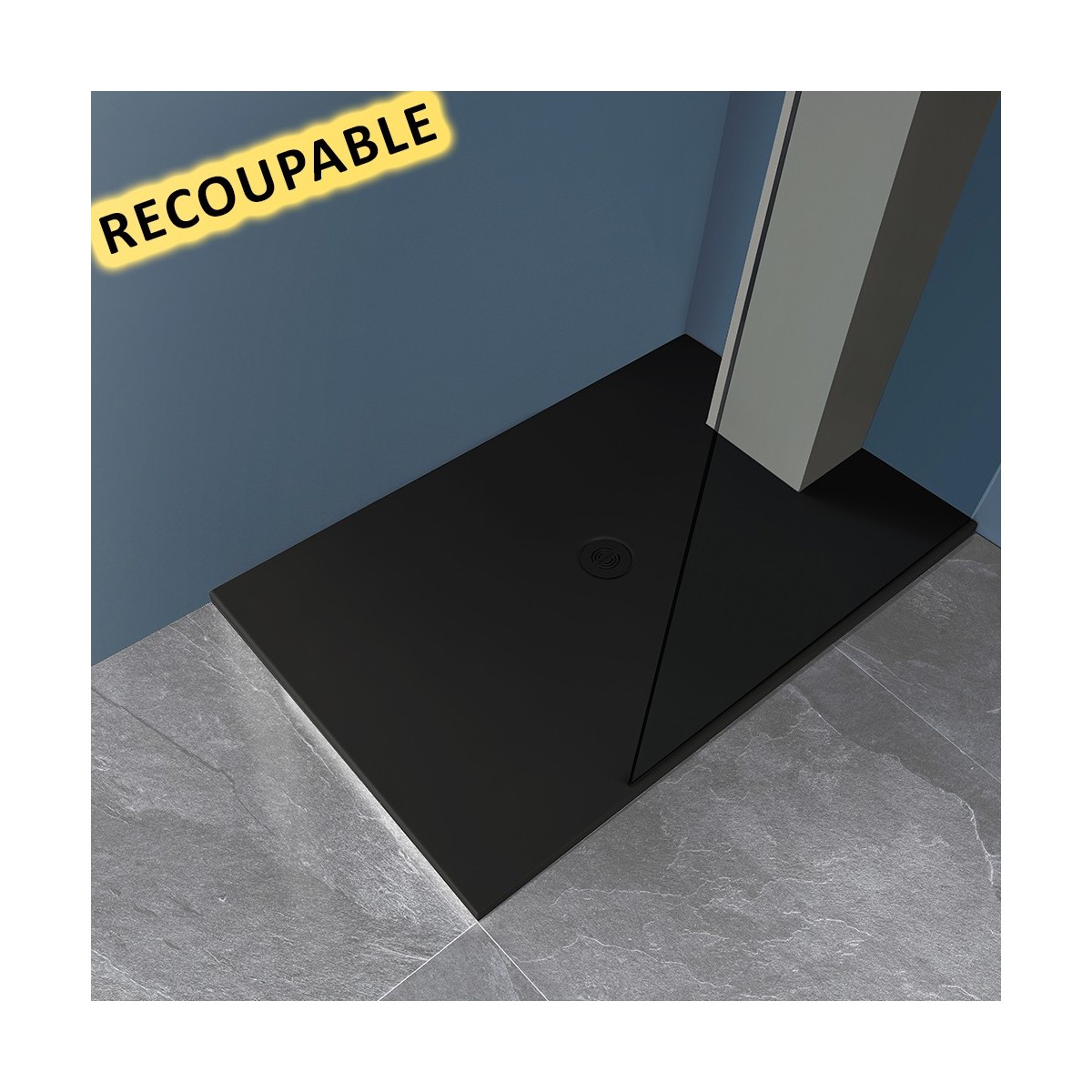 Receveur de douche solo due 80x80 h2 recoupable black - CRISTINA ONDYNA SOL8080CR 