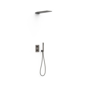 Kit robinet thermostatique encastré 2 voies pour douche Therm-box Graphite  - TRES 21135005GR 