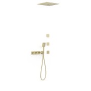 Kit robinet thermostatique encastré 4 voies pour douche B-system Cava doré  - TRES 30725406CA 