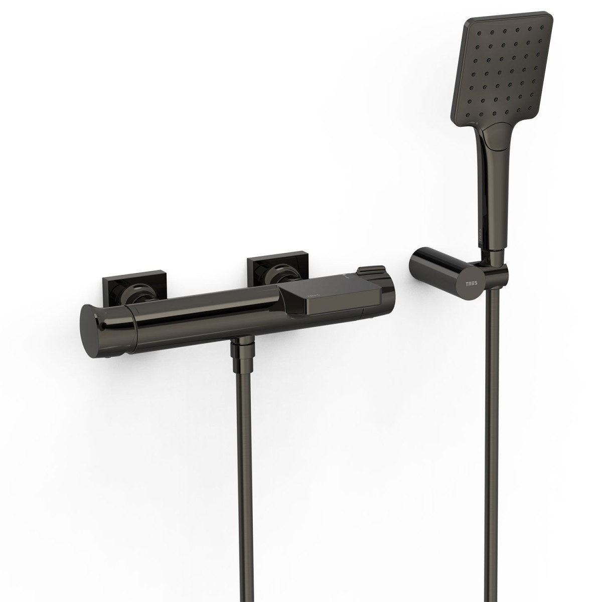 Mitigeur mural pour baignoire et douche Project Noir Métallisé - TRES 22117001KM 