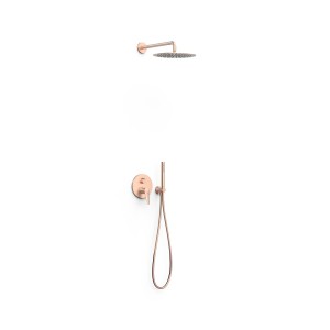 Kit mitigeur encastré 2 voies Rapid‑box pour douche Fuji Or Rose Mat 24K - TRES 28138004OPM 