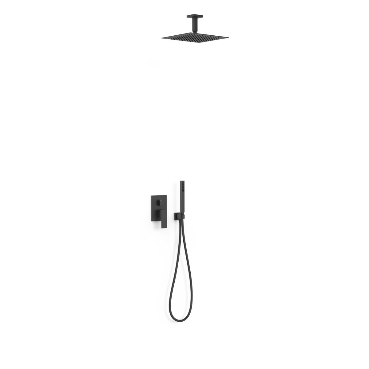 Kit mitigeur encastré 2 voies Rapid‑box pour douche Cuadro Noir mat - TRES 00638003NM 