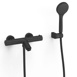 Robinet thermostatique mural pour baignoire et douche Noir mat - TRES 21617409NM 