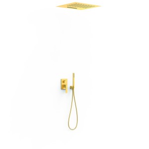 Kit mitigeur encastré 3 voies Rapid‑box pour douche Slim Or Mat 24K - TRES 20237302OM 