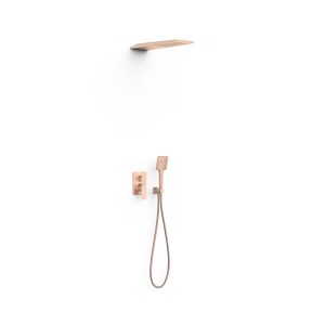 Kit mitigeur encastré 2 voies Rapid‑box pour douche Project Or Rose Mat 24K - TRES 22138005OPM 