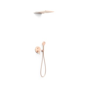 Kit mitigeur encastré 3 voies Rapid‑box pour douche Fuji Or Rose Mat 24K - TRES 28137301OPM 