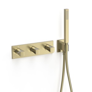 Robinet thermostatique encastré à 3 voies B-system Cava doré  - TRES 30725301CA 