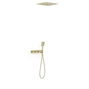 Kit robinet thermostatique encastré 3 voies pour douche B-system Cava doré  - TRES 30725306CA 