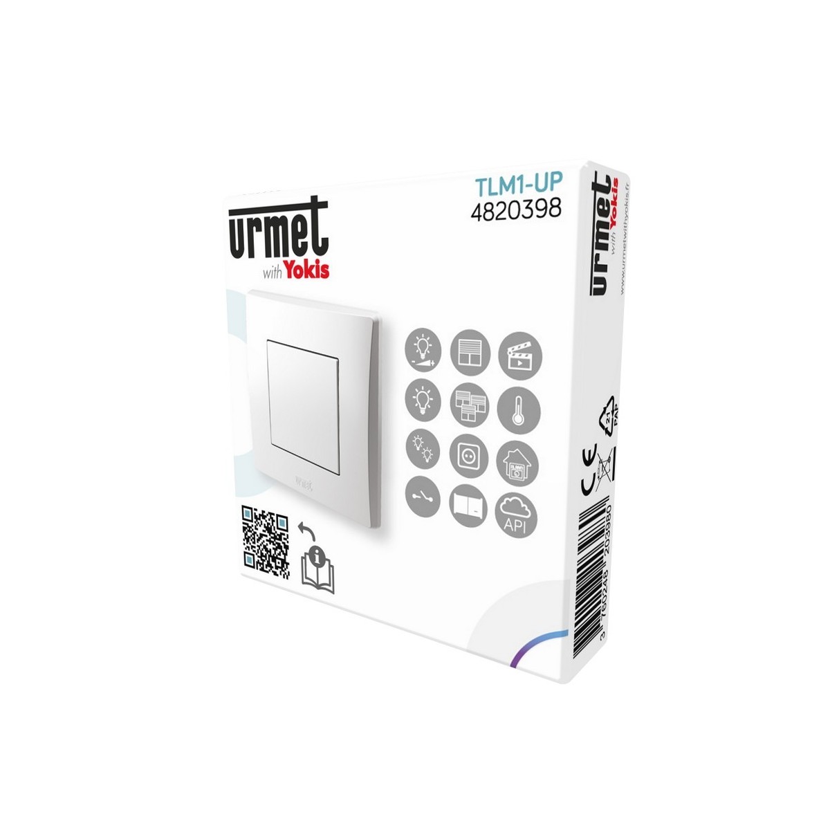 Télécommande murale extra plate 1 touche Radio Zigbee - URMET TLM1-UP 