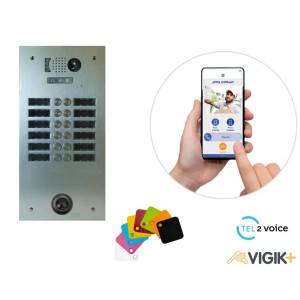 KIT TEL2VOICE 2R 12BP PROGRAMME 10 ANS avec centrale contrôle d'accès KCVPLUS1P - URMET KVT2V10A/212 