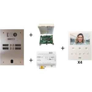 Kit video alu 2r 4 bp 2 voice programmé - URMET KV83/204 