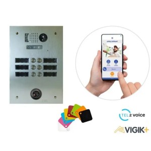 KIT TEL2VOICE 2R 6BP PROGRAMME 10 ANS avec centrale contrôle d'accès KCVPLUS1P - URMET KVT2V10A/206 