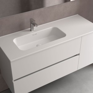 Lavabo Constanza 1200D Sans Siphon Et Bonde Clic-Clac, Pour Meuble 900 Blanc Mat 1210 X 20 X 460 Mm - SALGAR 113788 