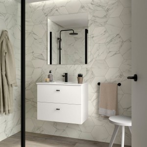 Ensemble Salle De Bains Inara 70 2 Tiroirs White Satin - SALGAR 113670 