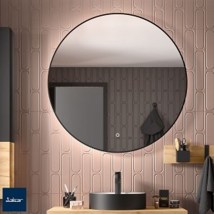 Miroir Globe 800 Circulaire Avec Éclairage Led Avec Capteur (15 W - 40000ºk.) Ip44 Noir Diam. 800 Mm - SALGAR 113746 
