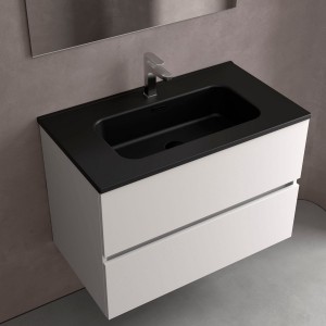 Lavabo Constanza 1000 Sans Siphon Et Bonde Clic-Clac Noir Mat 1010 X 20 X 460 Mm - SALGAR 113791 