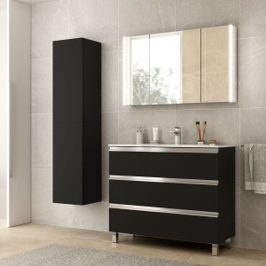 Meuble salle de bain SPIRIT 1000 3 tiroirs Black Velvet H810 P450 - SALGAR 102768 