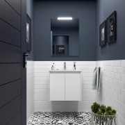 Ensemble meuble et vasque NOJA II 600 2 portes Blanc satiné P450 - SALGAR 105022 