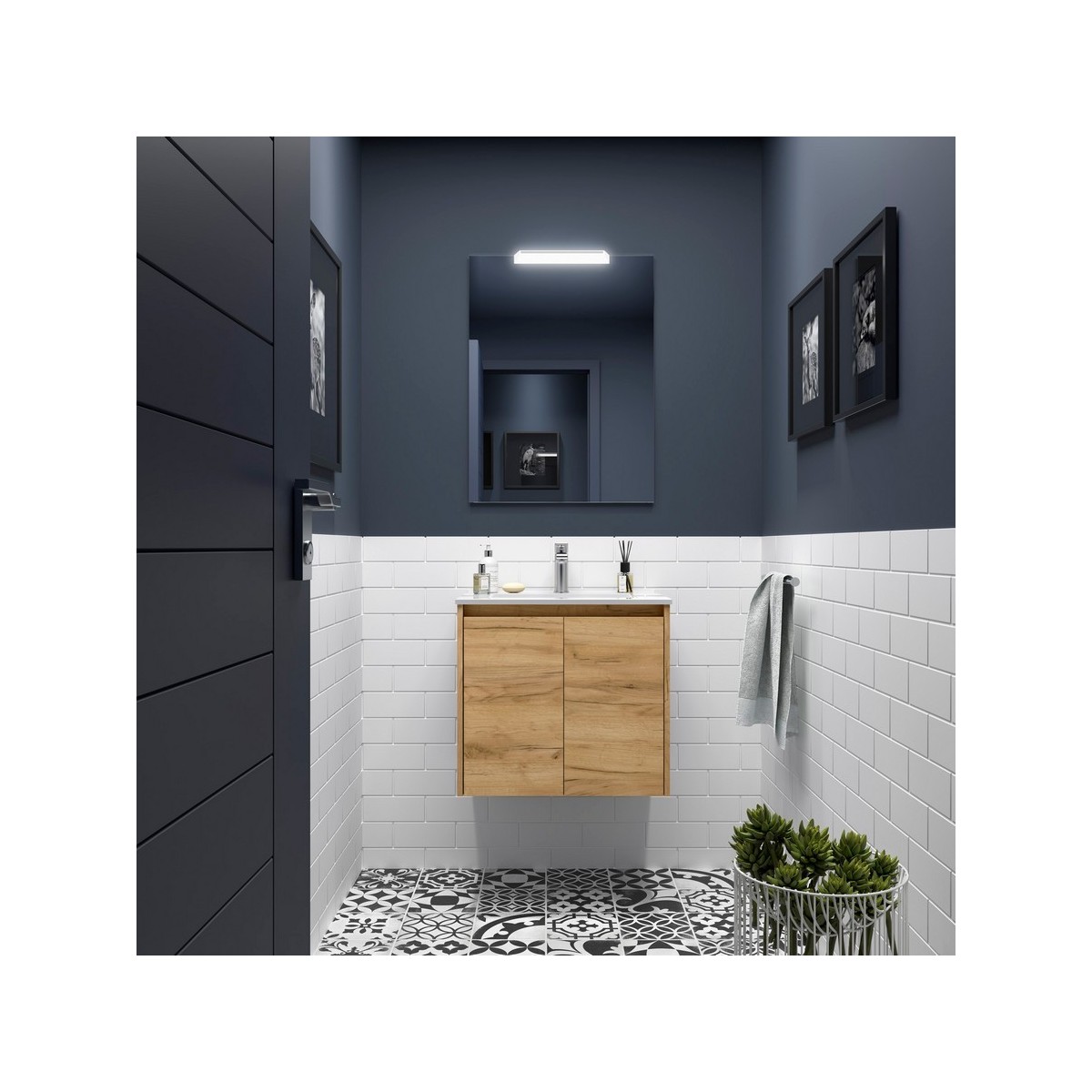 Ensemble meuble et vasque NOJA II 600 2 portes Chêne Africain P450 - SALGAR 105028 