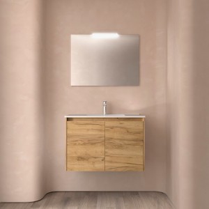 Ensemble meuble et vasque NOJA II 800 2 portes Chêne Africain P450 - SALGAR 105048 