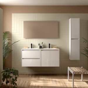 Ensemble meuble et vasque NOJA II 1200 2 tiroirs 2 portes Blanc Brillant P450 - SALGAR 113438 