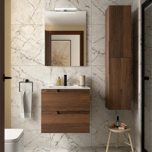 Ensemble meuble et vasque VIMA 600 2 tiroirs Noyer Maya P450 - SALGAR 113500 