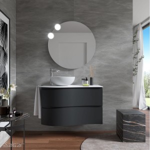 Meuble salle de bain MAM 900 2 tiroirs incurvés Black Velvet H540 P500 - SALGAR 113798 