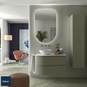 Meuble salle de bain MAM 900 2 tiroirs incurvés Green Forest H540 P500 - SALGAR 113803 