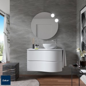 Meuble salle de bain MAM 900 2 tiroirs incurvés White Cotton H540 P500 - SALGAR 113804 
