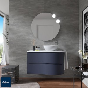 Meuble salle de bain MAM 900 2 tiroirs incurvés Night Blue H540 P500 - SALGAR 113809 