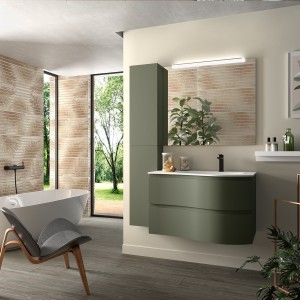 Meuble salle de bain MAM 900 2 tiroirs incurvés Green Forest H540 P500 - SALGAR 113810 