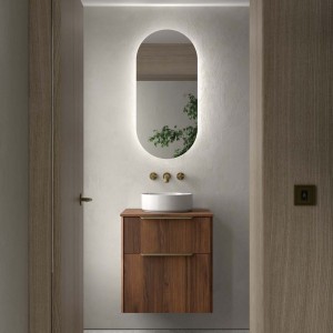 Ensemble Meuble de salle de bain et plan de toilette LUVA 600 2 tiroirs Noyer Maya P450 - SALGAR 117758 