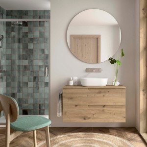 Ensemble Meuble de salle de bain et plan de toilette VIMA 1000 2 tiroirs Chêne Montana P450 - SALGAR 117954 