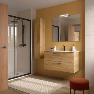 Ensemble meuble et vasque SILANE 1000 2 tiroirs Chêne Africain P450 - SALGAR 118058 