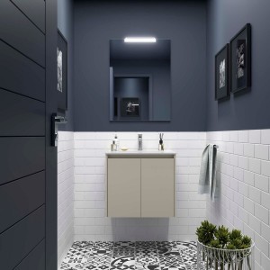 Ensemble meuble et vasque NOJA II 700 2 portes Gris satiné P450 - SALGAR 118461 