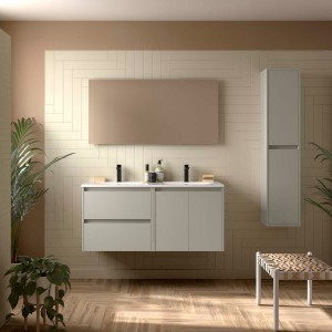 Ensemble meuble et vasque NOJA II 1400 2 tiroirs 2 portes Gris satiné L1400 P450 - SALGAR 118578 