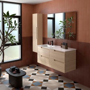 Ensemble meuble et vasque VIMA 1200 4 tiroirs Chêne Sienna P450 - SALGAR 118669 