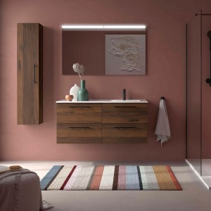 Ensemble meuble et vasque SILANE 1200 4 tiroirs Noyer Maya P450 - SALGAR 118735 