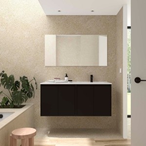 Ensemble meuble et vasque NOJA II 1200 4 portes Black satin P450 - SALGAR 118773 