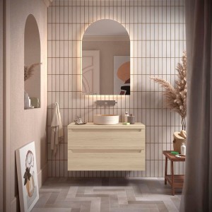 Meuble salle de bain MONTERREY 1000 2 tiroirs Chêne Sienna H540 P450 - SALGAR 119332 