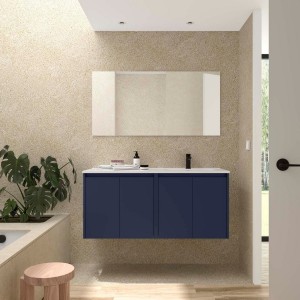 Ensemble Meuble Plan Vasque Miroir Applique NOJA II 1200 4 portes Blue satin P450 - SALGAR 119688 