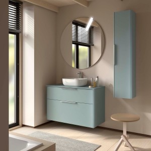 Ensemble Meuble de salle de bain et plan de toilette LUVA 1000 2 tiroirs Aqua P450 - SALGAR 119760 