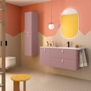 Meuble salle de bain UNIIQ 1200 2T1P gauche - vasque à droite Rose blush H540 P450 - SALGAR 119875 