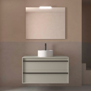 Ensemble meuble et plan de toilette ATTILA 1000 2 tiroirs Gris satiné P450 - SALGAR 117998 