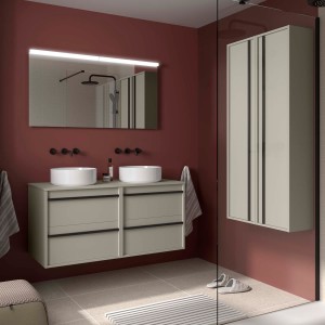 Ensemble meuble et plan de toilette ATTILA 1200 4 tiroirs Gris satiné P450 - SALGAR 117999 