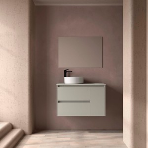 Ensemble meuble et vasque NOJA II 900 2T1P droite - vasque à gauche Gris satiné P450 - SALGAR 118178 