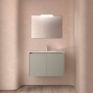 Ensemble meuble et vasque NOJA II 800 2 portes Gris satiné P450 - SALGAR 118462 